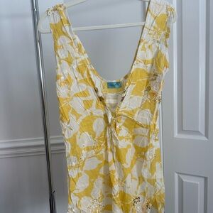 Letarte Yellow and White Sequin Top
